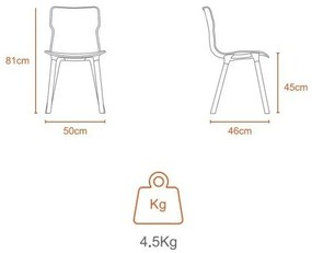Stolička Duo wood Stone 50,3 x 46,3 x 80,9 cm