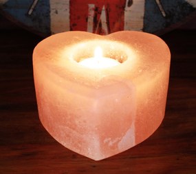Svietnik z himalájskej soli na čajové sviečky - Srdce
