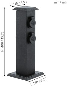 EGLO 93426 - Vonkajší záhradný stĺpik so zásuvkami SCHUKO IP44