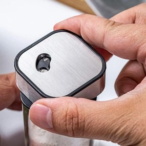 5Five® Hranatá sklenená korenička s multifunkčným nerezovým viečkom INOX, 100ml