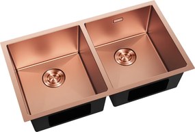 Mexen Binox, 2-komorový nerezový drez 800 x 450 mm, brúsená meď, 6421802000-65