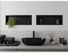 Mexen X-Wall-R, polička na zapustenie na obklad s golierom 60 x 20 cm, čierna matná, 1970602010