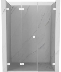 Mexen Lunar-F, L skladacie ľavé sprchové dvere 130 cm, 8mm číre sklo, biely profil, 836SL-130-050-20-00-L