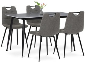 Autronic - Jídelní set 1+4, stůl 130x70, deska slinutý kámen v imitaci šedého matného mramoru, židle šedá látka, madlo černý lak - ASE-1001 GREY2 AKCE