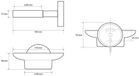 Sapho Sapho, X-ROUND mydlenička, mliečne sklo, chróm, XR803