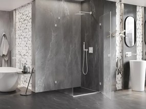 Mexen Lunar-B, pravostranný výklopný sprchový kút 80 x 80 cm, 8mm číre sklo, biely profil, 832-080-080-20-00-P