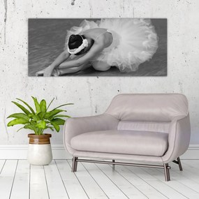 Obraz - Baletka, čiernobiela (120x50 cm)