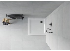 Mexen SLIM - Štvorcová sprchová vanička 70x70x5cm + čierny sifón, biela, 40107070B