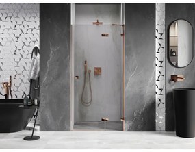 Mexen Lunar, výklopné pravé sprchové dvere 95 cm, 8mm číre sklo, ružové zlato profil, 834-095-000-60-00-P