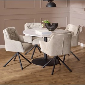 Béžové čalúnené jedálenské kreslo s podrúčkami Alonso – Actona