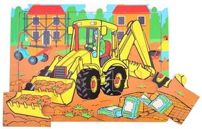 Bigjigs Toys Drevené puzzle bager 9 dielikov