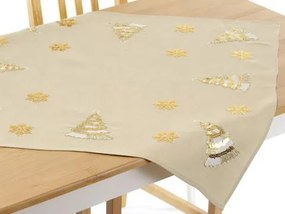 Vianočný vyšívaný obrus Golden tree TiaHome - 85x85cm