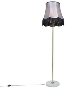 Stojaca lampa mosadzná s tienidlom Granny čierna-šedá 45 cm - Kaso