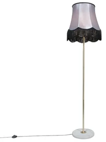Stojaca lampa mosadzná s tienidlom Granny čierna-šedá 45 cm - Kaso