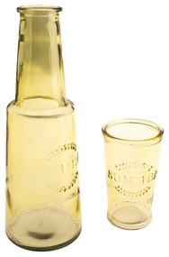 Žltá sklenená karafa s pohárom, 800 ml