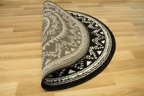 Koberec kruh Luna 503493/50944 Rozeta Etno čierny / krémový