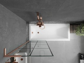 Mexen Next L, 1-krídlová vaňová zástena 70 x 150 cm, 6mm číre sklo-čierny vzor, medený profil, 895-070-000-03-77-65