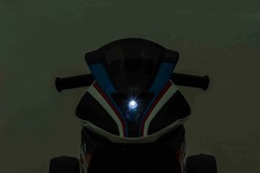 Ramiz BMW HP4 Detský motocykel na batérie Modrá + 3 kolieska + LED + MP3 USB + Eco koža