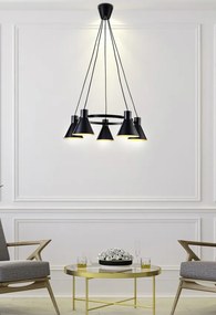Candellux Čierno-zlatý závesný luster More pre žiarovku 5x E27 35-71163
