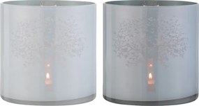 Sklenené svietniky na čajovú sviečku s motívom stromu modrý / biely - Ø 20 * 20 cm