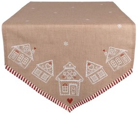 Hnedý behúň s perníkovými chalúpkami Gingerbread Bliss - 50*160 cm