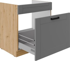 Dolná kuchynská skrinka pod drez Lucid 80 ZL 1S BB (korpus: dub artisan + front: mdf dustgrey). Akcia -18%. Vlastná spoľahlivá doprava až k Vám domov. 1134743