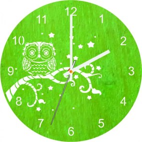 Nástenné hodiny z dreva - Sovička - prírodné aj farebné | SENTOP PR0443 plywood