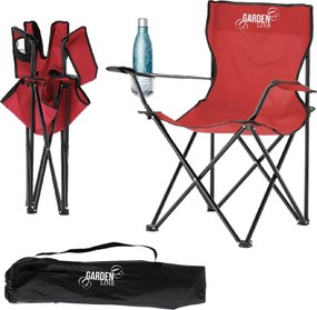 Turistická skladacia stolička červenej farby