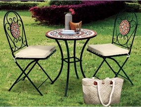 Záhradný set Mosaic, čierny/červený%