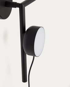 Čierne kovové LED nástenné svietidlo so stmievačom do zásuvky Orey – Kave Home