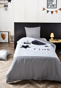 Bavlnené sivé posteľné obliečky s nápisom