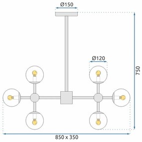 Toolight - Závesné stropné svietidlo 8xE27 APP269-8C, čierna + dymové sklo, OSW-00649