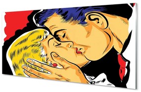Obraz na skle ľudia pobozkať 120x60 cm