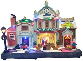 Vianočná dedinka s osvetlením a melódiou - stanica BestBerg BBXS-955 / 28,2 x 8,5 x 19,5 cm