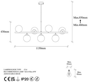 Stropné svietidlo v bielo-zlatej farbe so skleneným tienidlom 40x113 cm Fazli – Opviq lights