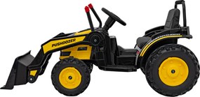 Ramiz Detský traktor na batérie žltý + pohyblivé rameno s lyžicou + diaľkové ovládanie + pomalý štart + FM rádio + LED