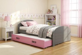 Posteľ s prístelkou LILI 200x90 Grafitová - Ružová
