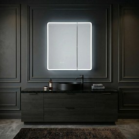 Rea Rea, LED zrkadlová skrinka s osvetlením 60x70 cm, plast, M1011-60, biela-šedá, REA-M0100