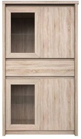 Vitrína Norton 2D2W1S, dub sonoma (BEZ osvetlenia)