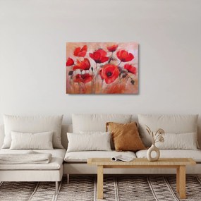 Sklenený obraz - Vlčie maky (70x50 cm)