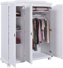 Šatníková skriňa Bastian, bielená borovica