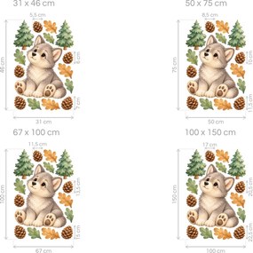 Vlček mezi jedličkami arch 31 x 46 cm