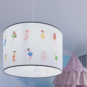 Detské závesné svietidlo Fairy, 1x plastové tienidlo so vzorom, (fi 40cm)