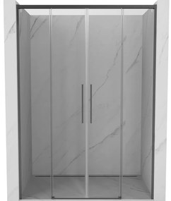 Mexen Rox, posuvné sprchové dvere 140 cm, 8mm číre sklo, brúsený grafit profil, 8C2-140-002-66-00