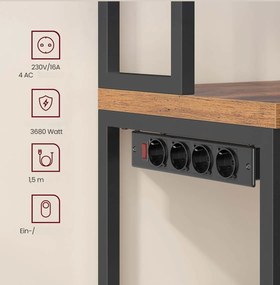 Kuchyňský regál Vasagle Nori 60 cm se zásuvkou černý/hnědý