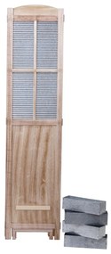 Paraván D26 s kvetináčmi drevo / plech - 170 x 161 cm - Hnedá