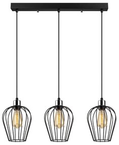 Čierne závesné svietidlo pre 3 žiarovky Opviq lights Tel Long