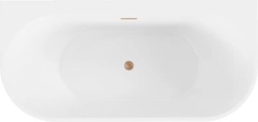 Mexen Oval+, voľne stojaca vaňa ku stene 170 x 80 cm, biela lesklá, medená matná prepad, 52681708000-65
