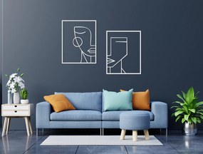 drevko 2-dielny kubistický obraz Ženy Rozmer obrazu: 30 x 44,5 cm, Farba dekorácie: Čierna