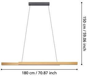 Eglo 390369 - LED Stmievateľný luster na lanku MONTEBUONO LED/21W/230V 3000K hnedá